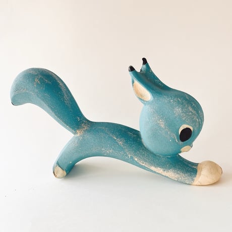 ソビエト　年代不明　水色のりす　フィギュア　全長22cm