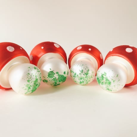 チェコ　クリスマスオーナメント　きのこ　ガラス　（大）