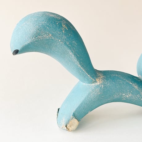 ソビエト　年代不明　水色のりす　フィギュア　全長22cm