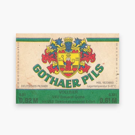 東ドイツ　GOTHAER PILS　ドリンクのラベル　ラベル　ビール