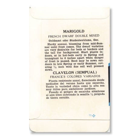 シードパケット　種袋　アメリカ　Marigold - French Dwarf Double Mixed