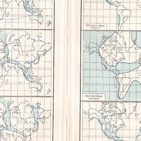 ドイツ　古地図　ヴィンテージ見開き図版　Geologische Formationen 3-6 両面印刷