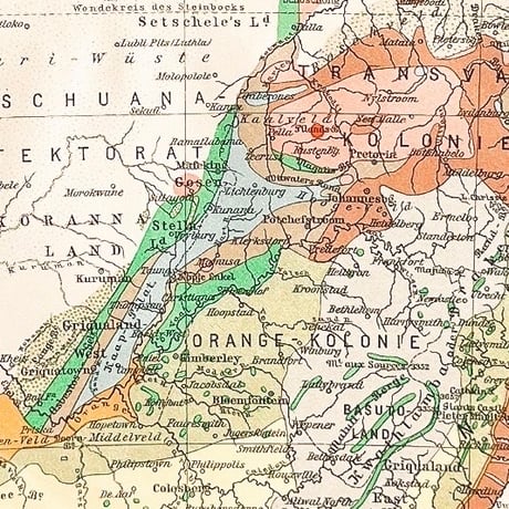 ドイツ　古地図　ヴィンテージ見開き図版　SÜD-AFRIKA