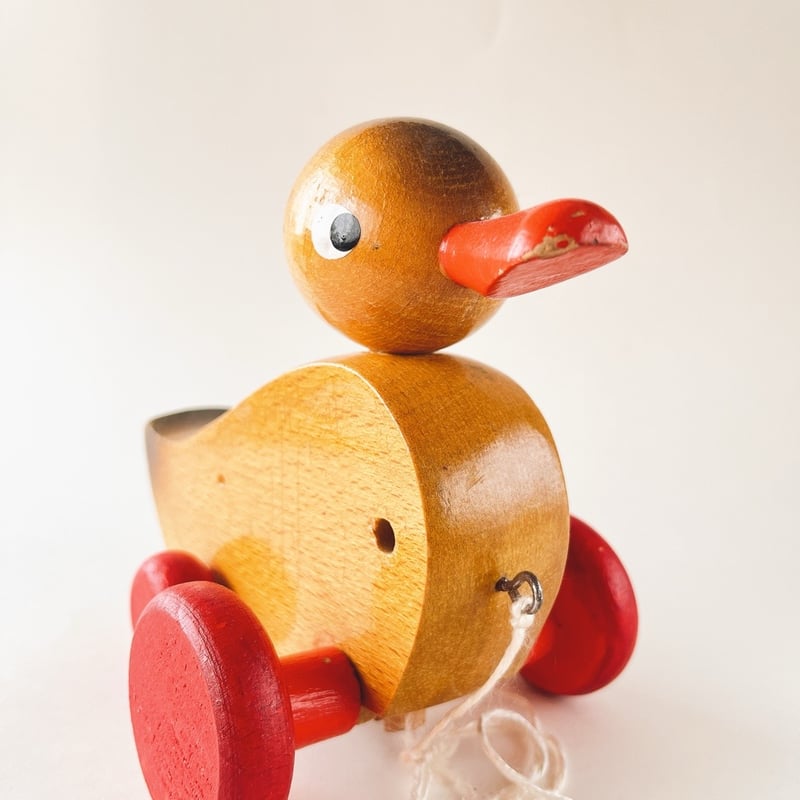 東ドイツ 木製おもちゃ 引きぐるま プルトイ お散歩アヒル 年代不明