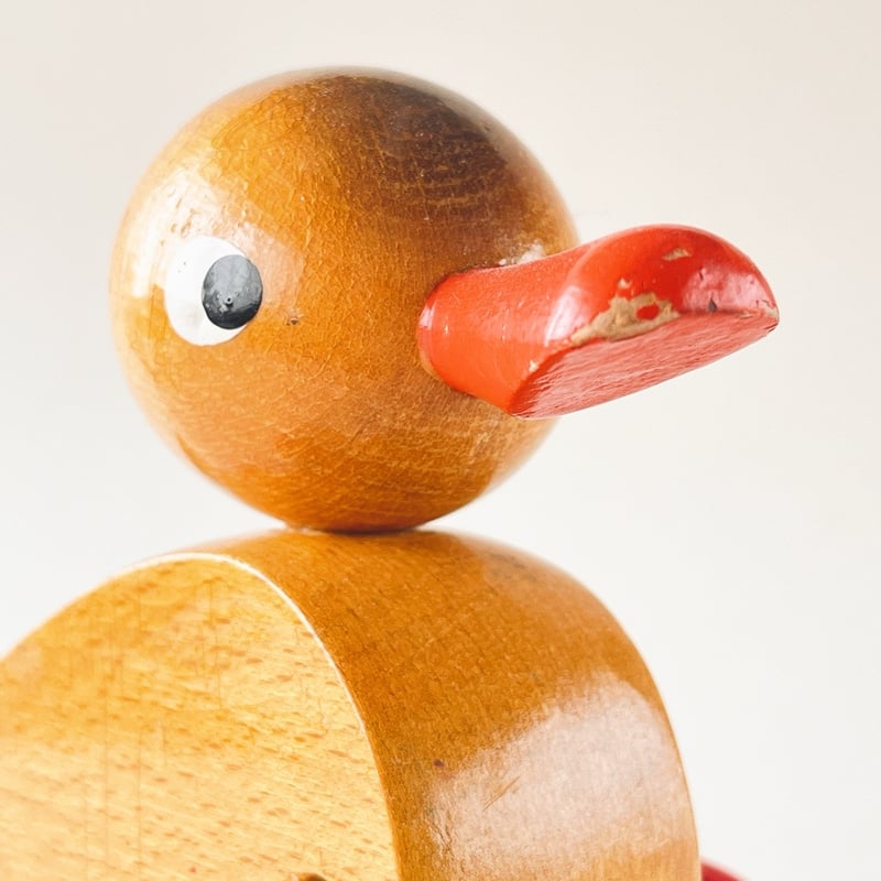 東ドイツ 木製おもちゃ 引きぐるま プルトイ お散歩アヒル 年代不明