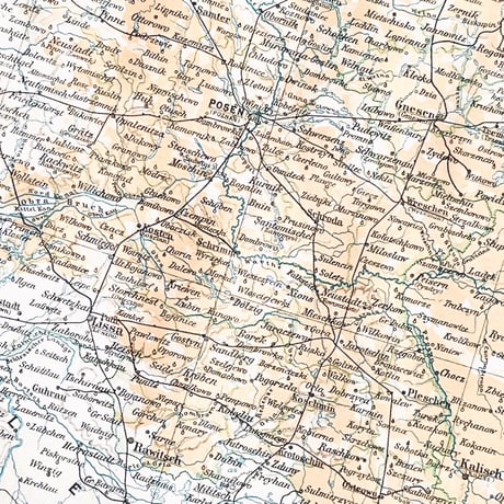 ドイツ　古地図　ヴィンテージ見開き図版　POSEN