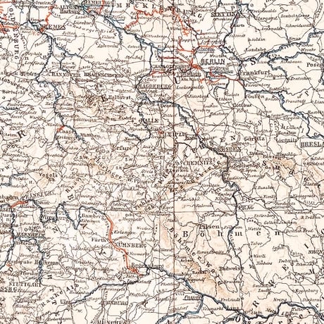 ドイツ　古地図　ヴィンテージ見開き図版　DIE SCHIFFAMRTSSTRASSEN DES