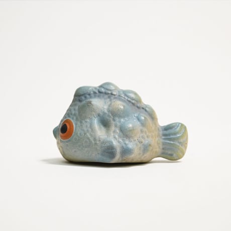 ソビエト　年代不明　青いフグ　ソフビ　全長11cm