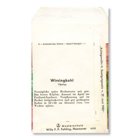 シードパケット　種袋　西ドイツ　Wirsingkohl - Vertus