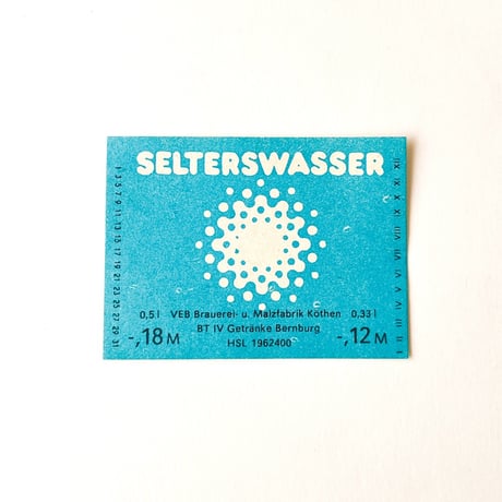 東ドイツ　SELTERWASSER　ドリンクのラベル　ラベル　ミネラルウォーター