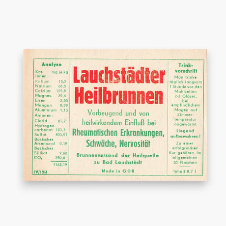 東ドイツ　Lauchstädter Heilbrunnen　ドリンクのラベル　ラベル　ミネラルウォーター