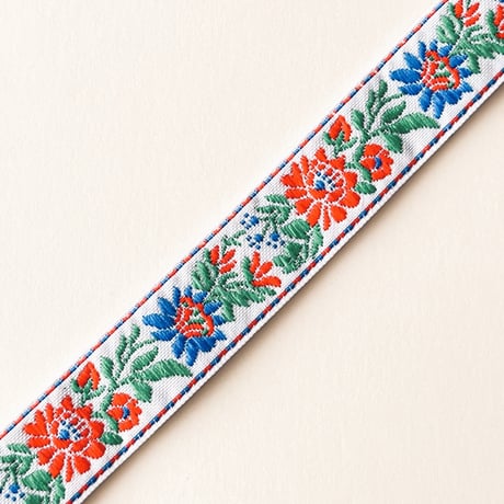 チェコ　チロリアンテープ　花　白　幅15mm　10cmあたり¥70