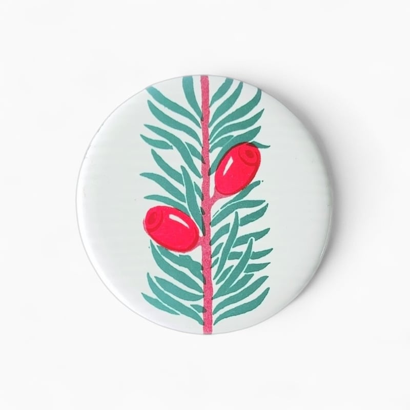 ソビエト 缶バッジ - Ornament, Blüten, blauer Hintergrun