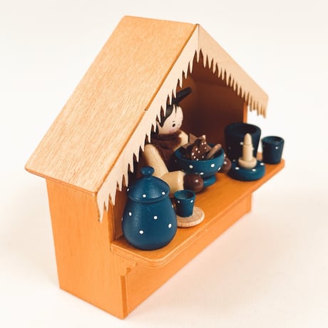 ドイツ　ザイフェン　人形　青い陶器の小屋　Blaue Keramik　木製