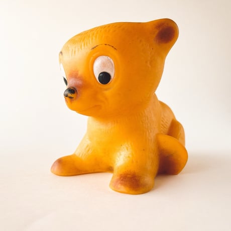 ソビエト　年代不明　オレンジ色の子犬　ソフビ　人形　高さ10cm