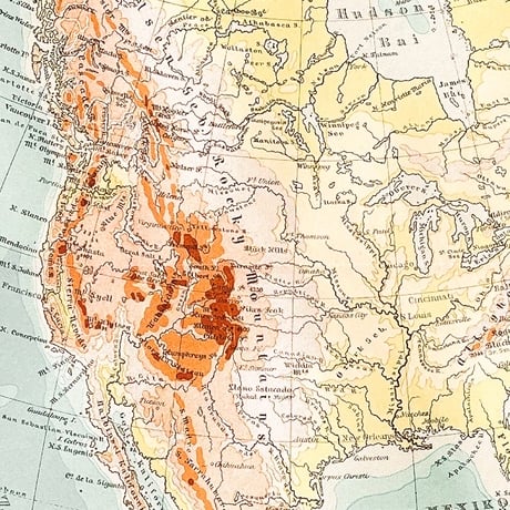 ドイツ　古地図　ヴィンテージ見開き図版　NORD- AMERIKA