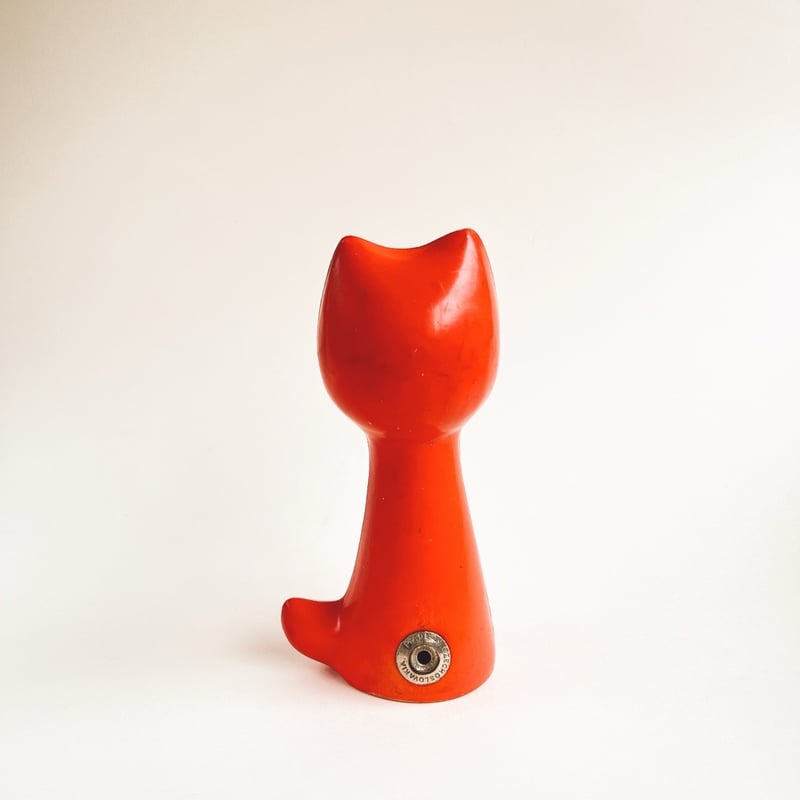 チェコ ニクロヴァー ソフビ人形 犬 オレンジ色 1970年代 高さ13cm