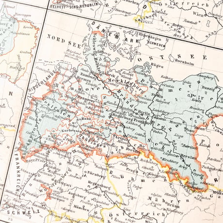 ドイツ　古地図　ヴィンテージ見開き図版　KARTE ZUR GESCHICHTE