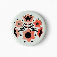 ソビエト　缶バッジ - Ornament, Blüten, braun, orange - 1970s