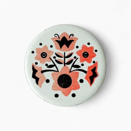 ソビエト　缶バッジ - Ornament, Blüten, braun, orange - 1970s