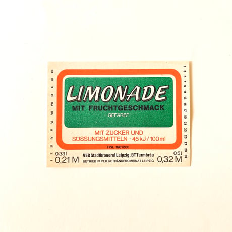 東ドイツ　Limonade　ドリンクのラベル　ラベル　ジュース