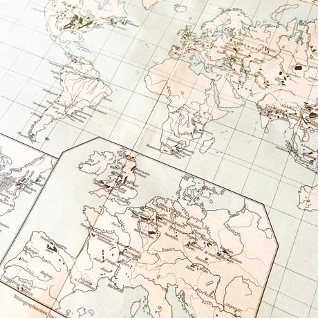 ドイツ　古地図　ヴィンテージ見開き図版　STEIN KOHLE