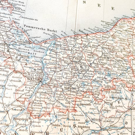 ドイツ　古地図　ヴィンテージ見開き図版　POMMERN