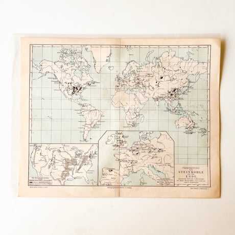 ドイツ　古地図　ヴィンテージ見開き図版　STEIN KOHLE