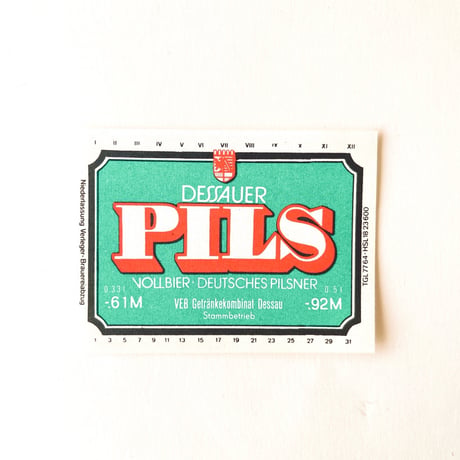 東ドイツ　PILS　ドリンクのラベル　ビール