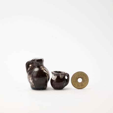 ドイツ　置き物　ミニチュア　ピッチャーセット　1980年代　陶器　茶色