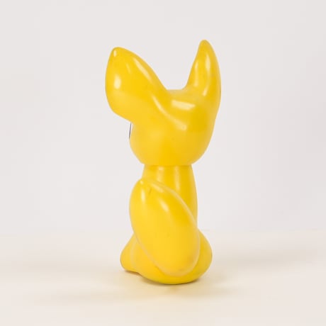 チェコ　ニクロヴァー　ソフビ人形　キツネ　黄色　1970年代　高さ11.5cm