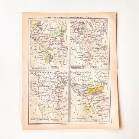 ドイツ　古地図　ヴィンテージ見開き図版　 KARTE ZUR GESCHICHTE