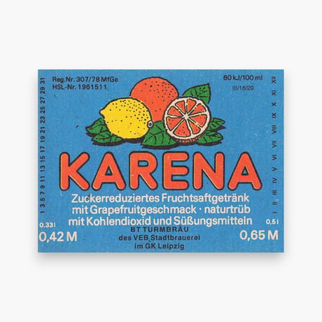 東ドイツ　KARENA　ドリンクのラベル　ラベル　ジュース