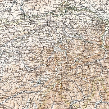 ドイツ　古地図　ヴィンテージ見開き図版　DIE SCHWEIZ