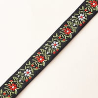 チェコ　チロリアンテープ　花　黒　幅18mm　10cmあたり¥90