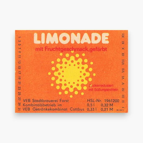 東ドイツ　LIMONADE　ドリンクのラベル　ラベル　レモネード