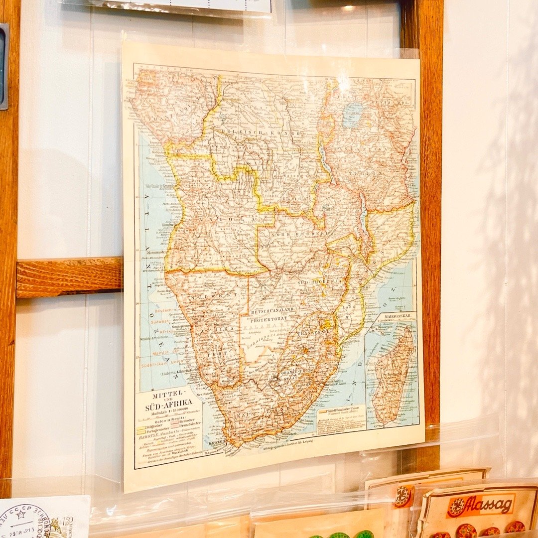 ドイツ 古地図 ヴィンテージ見開き図版 PHYSIKALISCHE KARTE VON