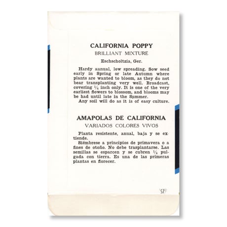 シードパケット　種袋　アメリカ　California Poppy - Brilliant Mixture. State Flower of California.