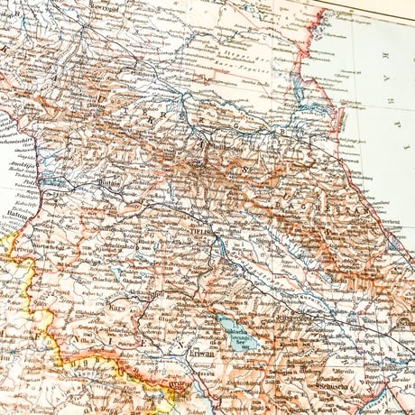 ドイツ　古地図　ヴィンテージ見開き図版　KAUKASIEN
