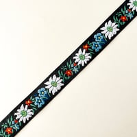 チェコ　チロリアンテープ　黒地にエーデルワイス　幅25mm　10cmあたり¥80