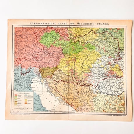 ドイツ　古地図　ヴィンテージ見開き図版　ETHNOGRAPHISCHE
