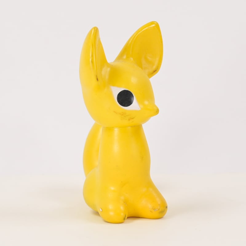 チェコ ニクロヴァー ソフビ人形 キツネ 黄色 1970年代 高さ11.5cm