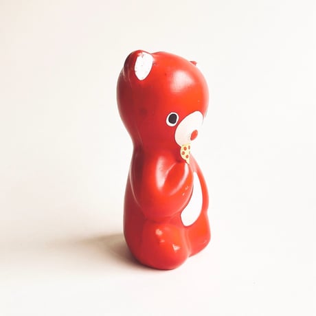チェコ　ニクロヴァー　ソフビ人形　クマ　赤色　1970年代　高さ10.5cm