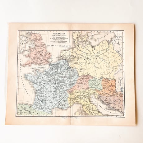 ドイツ　古地図　ヴィンテージ見開き図版　 GERMANIEN