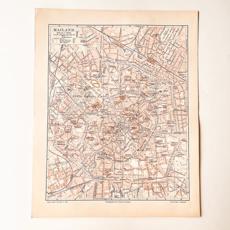 ドイツ　古地図　ヴィンテージ見開き図版　MAILAND