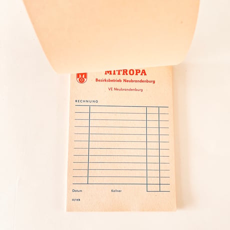 ドイツ　メモ帳　MITROPA　きなり　1970年代