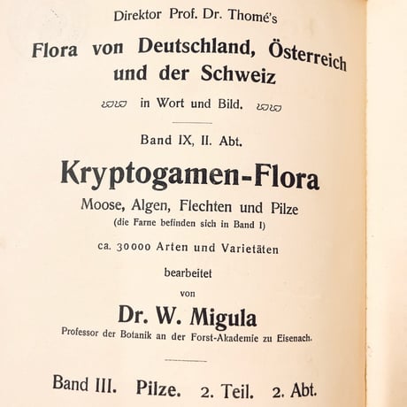 ドイツ　きのこ図鑑　Krytogamen-Flora, Band III, Pilze 2. Teil, 2. Abteilung (Thomé, Migula 1912)