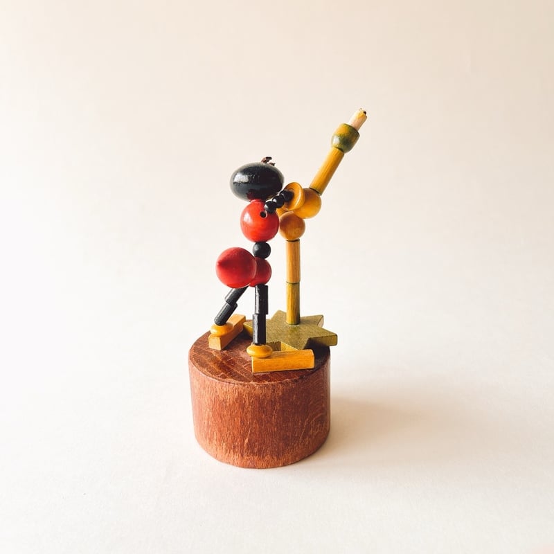 チェコスロバキア 民芸 郷土玩具 馬乗りご婦人 古道具 アンティーク オブジェ チェコスロバキア 木製おもちゃ 赤い服の蟻 ぐにゃぐにゃ人形 1980年代