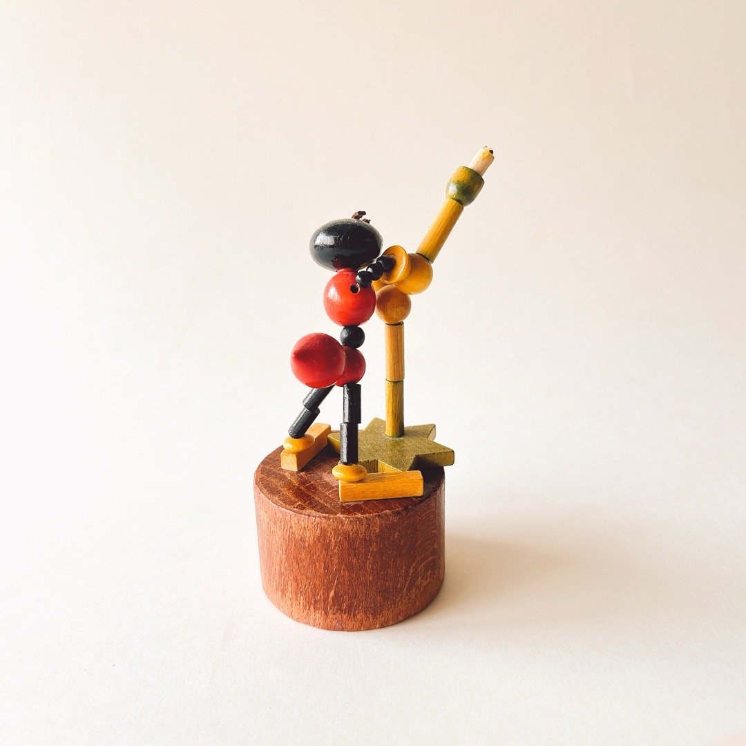 チェコスロバキア 木製おもちゃ 赤い服の蟻 ぐにゃぐにゃ人形 1980年代