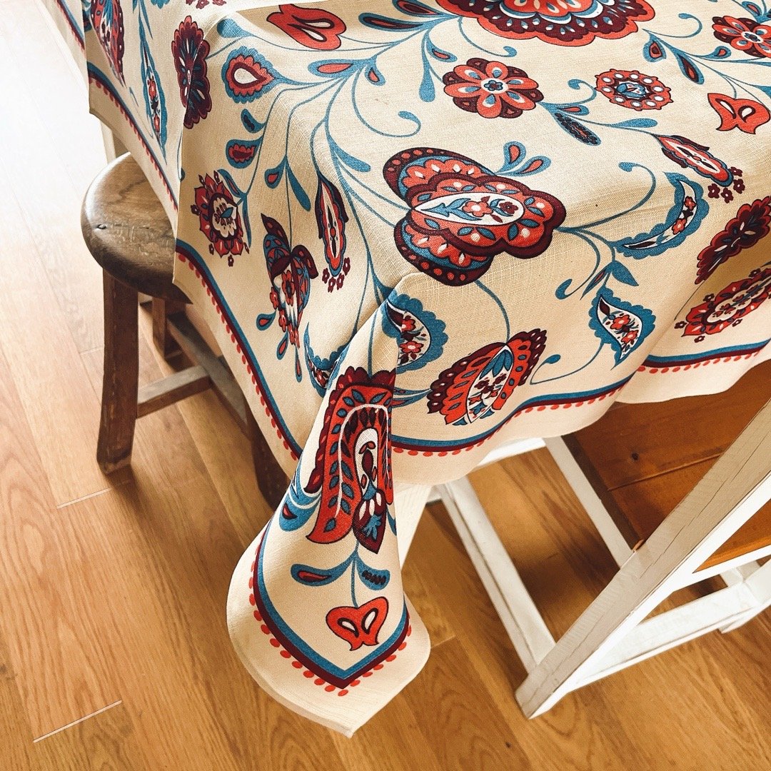 東ドイツ テーブルクロス ペイズリー風 未使用 Modische Tischdecke